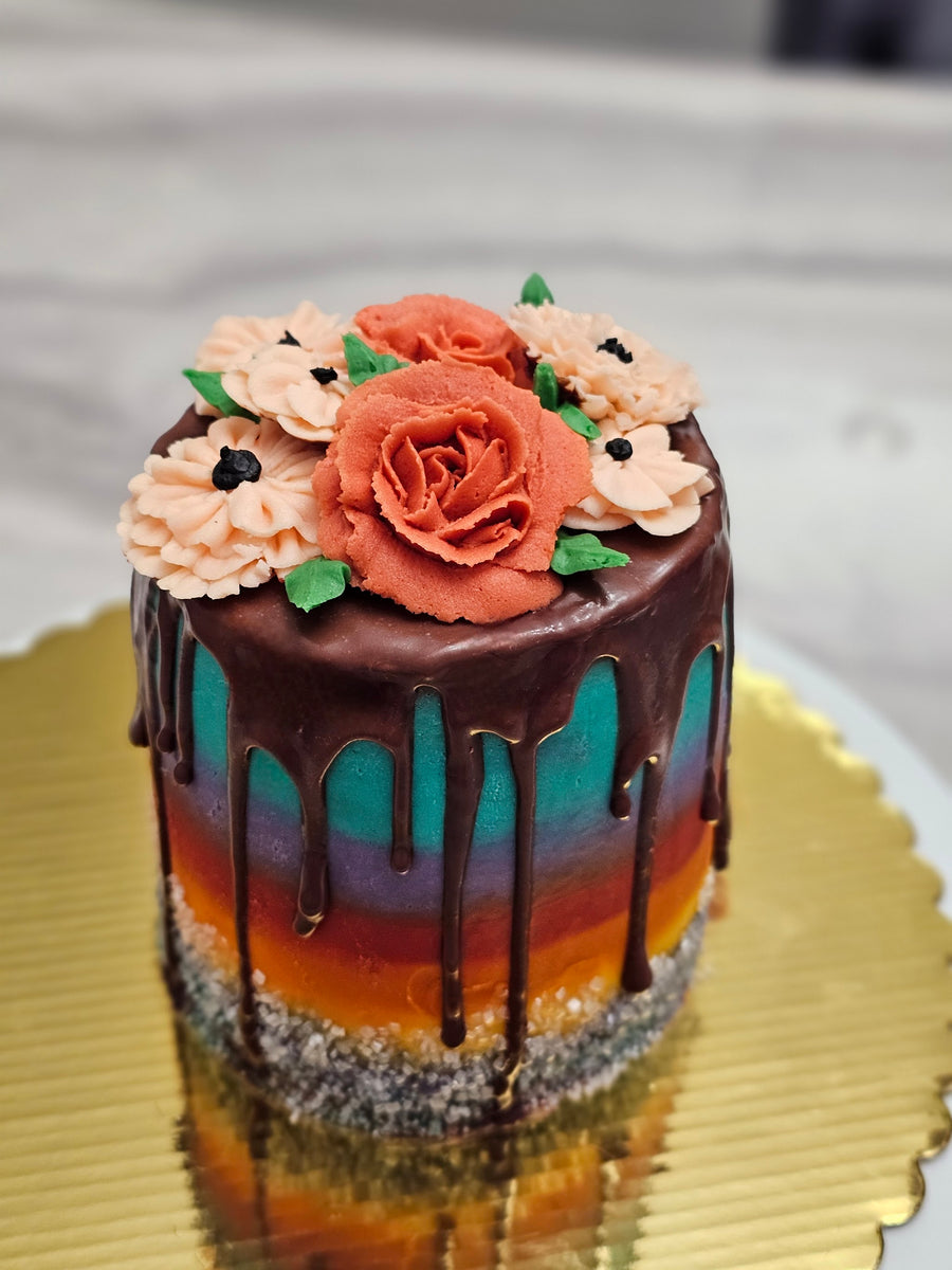 Sunset drip with florals
